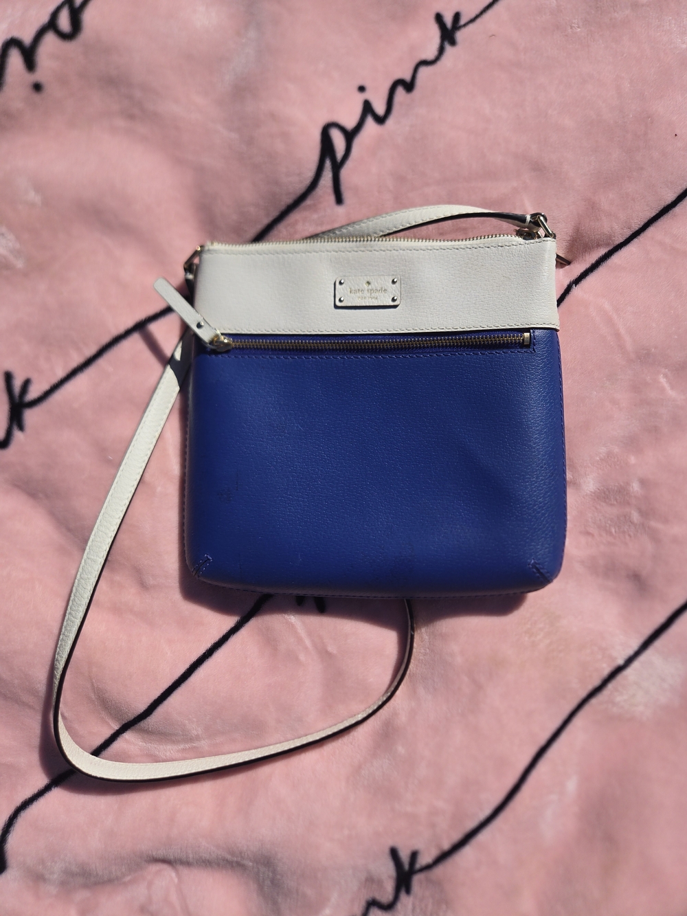 Kate Spade Two-Tone Royal Blue and White Crossbody Bag